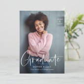 Carte De Remerciements Découpe moderne de script blanc 4 Diplôme photo (Debout devant)