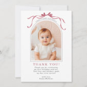 Carte De Remerciements Deep Blush Pink Bow Birthday Arch Photo (Devant)