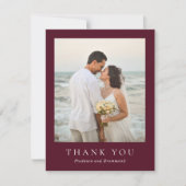 Carte De Remerciements Deep Burgundy Elegant Classic Wedding (Devant)