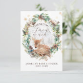 Carte De Remerciements Deer Winter Woodland Froid à l'extérieur du Baby s (Debout devant)