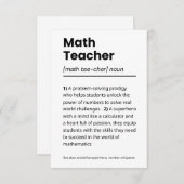 Carte De Remerciements Définition de l'enseignant en mathématiques, Appré (Devant / Derrière)