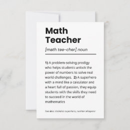 Carte De Remerciements Définition de l'enseignant en mathématiques, Appré