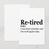 Carte De Remerciements Définition Retraitée Funny Retirement Exausse Pun (Devant / Derrière)