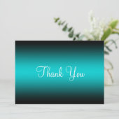 Carte De Remerciements Dégradé de bord noir turquoise foncé (Debout devant)