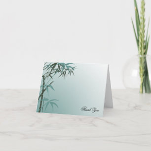 Carte De Remerciements Dégradé de sarcelle Bamboo naturel Mariage Remerci