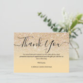 Carte De Remerciements Dégradé pailleté or jaune moderne chic (Debout devant)