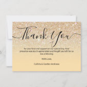 Carte De Remerciements Dégradé pailleté or jaune moderne chic (Devant)