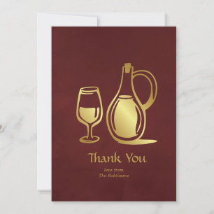 Carte De Remerciements Dégustation de vin bordeaux et or