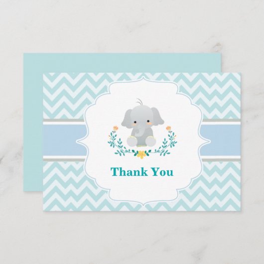 Carte de remerciements d'éléphant de bébé (Devant / Derrière)