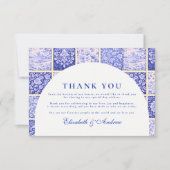Carte De Remerciements Delft Blue Patchwork Porcelain Wedding (Devant)