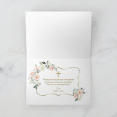 Carte De Remerciements Délicat Blush Fleurs Blanches Or Girl Baptême (Intérieur)