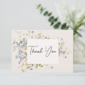 Carte De Remerciements Délicat Boho Fleurs sauvages Mariage de crème (Debout devant)