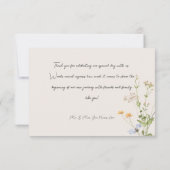 Carte De Remerciements Délicat Boho Fleurs sauvages Mariage de crème (Dos)