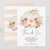 Carte De Remerciements Délicat Citrouille d'automne Baby shower floral d' (Devant / Derrière)