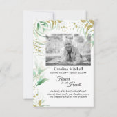 Carte De Remerciements Délicat feuillage pour toujours dans nos coeurs Ph (Devant)