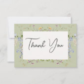 Carte De Remerciements Délicat Fleur sauvage Boho Mariage vert (Devant)
