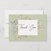 Carte De Remerciements Délicat Fleur sauvage Boho Mariage vert (Devant)