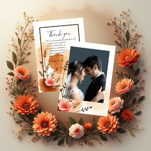 Carte De Remerciements Délicat mariage de fleurs d'automne Peach