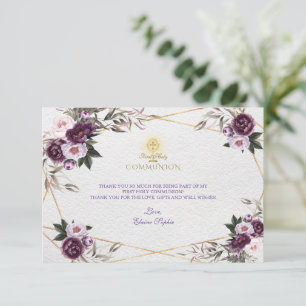 Carte De Remerciements Délicat Purple Pink Fleurs de pivoine Sainte Commu