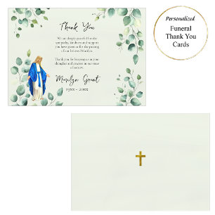 Carte De Remerciements Délicate Vierge Marie funérailles catholiques