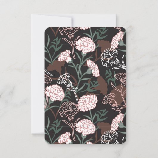 Carte De Remerciements Délicates oeillets roses avec fleurs Feuilles vert (Devant)