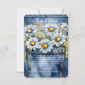Carte De Remerciements Denim Blue Jean | Fleurs de marguerite Baby Shower (Devant)