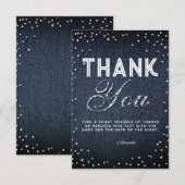 Carte De Remerciements Denim Diamonds Parties scintillant Rhinestones Chi (Devant / Derrière)