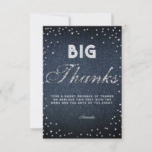 Carte De Remerciements Denim Diamonds Parties scintillant Rhinestones Chi