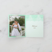 Carte De Remerciements Dentelle blanche avec perles de mariage Remercieme (Intérieur)