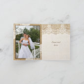 Carte De Remerciements Dentelle blanche rustique sur toile de jute pour R (Intérieur)