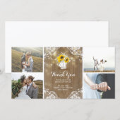 Carte De Remerciements Dentelle de la respiration et des tournesols de Ma (Devant / Derrière)