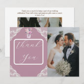 Carte De Remerciements Dentelle de pays Mason Jar rose (Devant / Derrière)