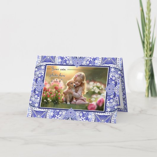 Carte De Remerciements Dentelle en céramique Bleu de Grèce (Devant)