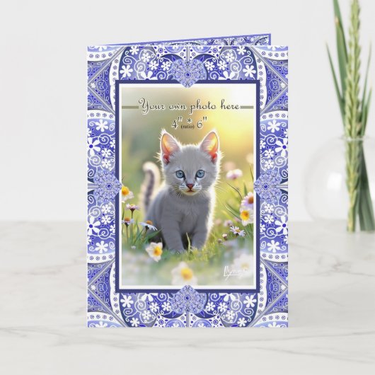 Carte De Remerciements Dentelle en céramique Bleu de Grèce (Devant)