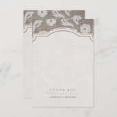 Carte De Remerciements Dentelle et mariage campagnard rustique burlap mer (Devant / Derrière)