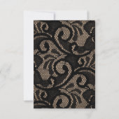 Carte De Remerciements Dentelle noire, toile de jute, lin mariage personn (Dos)