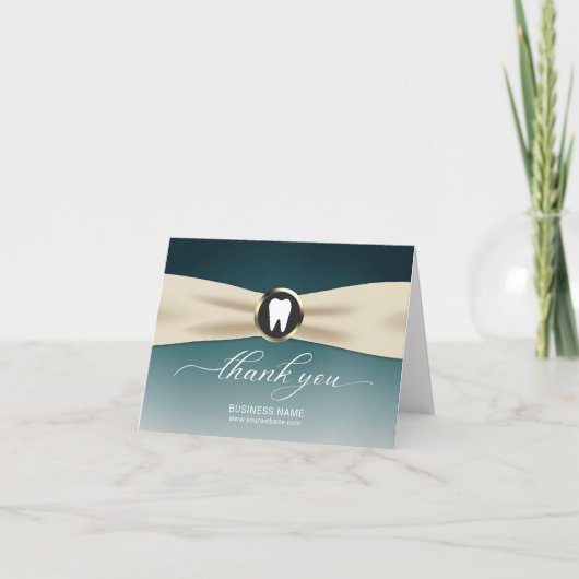 Carte De Remerciements Dentiste Elegant Turquoise Ombre Dental Office Mer (Devant)