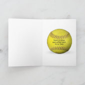 Carte de remerciements d'entraîneur de softball (Intérieur)