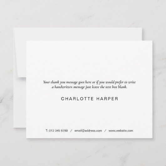 Carte de remerciements d'entreprise à script simpl (Dos)