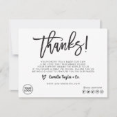 Carte de remerciements d'entreprise/emballage (Devant)