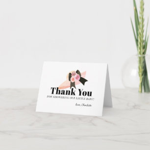 Carte De Remerciements Derby Style Big Rose Casquette Baby shower Rose