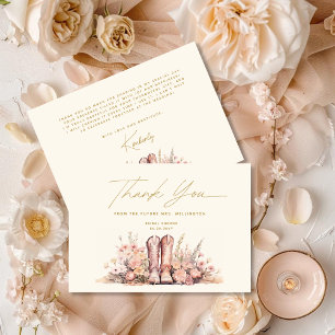 Carte De Remerciements Dernier Rodéo Bottes Floral Cowgirl Fête des marié