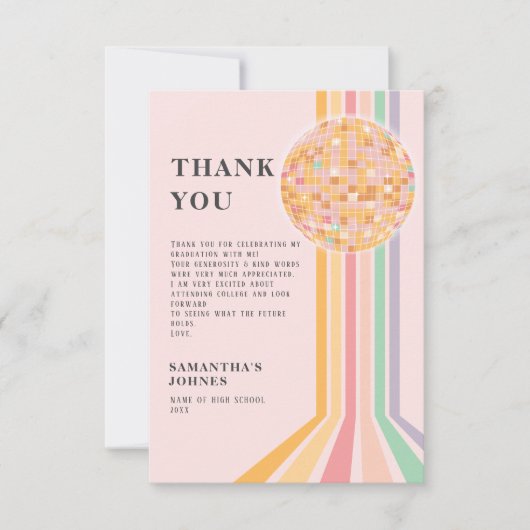 Carte De Remerciements Dernière fête de la Rétro Danse (Devant)