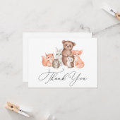 Carte de remerciements des animaux de bébé en bois (Devant/Arrière en situation)