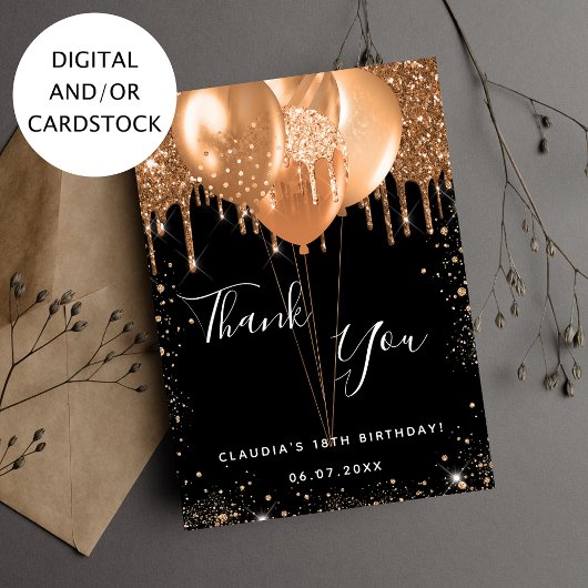 Carte de remerciements des ballons d'or noir