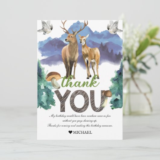 Carte de remerciements des bois d'anniversaire des (Debout devant)