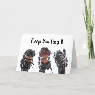 Carte De Remerciements Des chevaux dans la bouche. Trois chevaux sourient