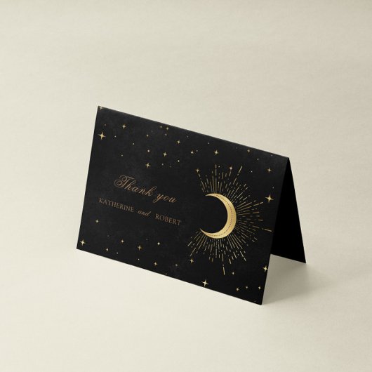 Carte de remerciements des étoiles célestes noires