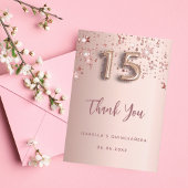 Carte de remerciements des étoiles d'or rose de Qu