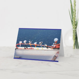 Carte De Remerciements Des fubby qui tirent une ligne d'un bateau de voil
